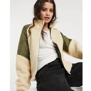 JDY Mixed Teddy Jacket in Cream